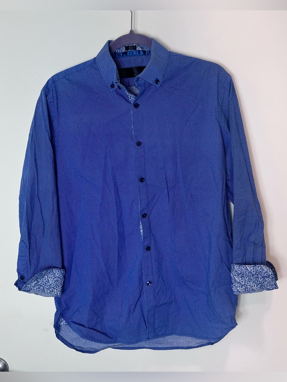 Versace 1969 Abbigliamento Sportivo SRL Blue Long-Sleeve Button-Down Shirt Med